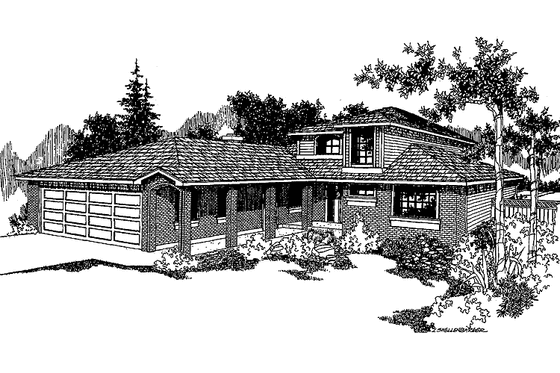 Exterior - Front Elevation 3 for Mediterranean House Plan #60-705 - 3 bed, 2 bath
