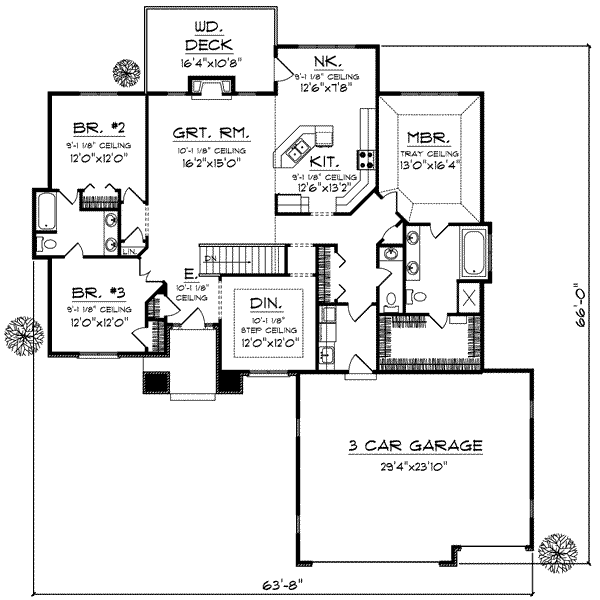 House Blueprint - Traditional Floor Plan - Main Floor Plan #70-618