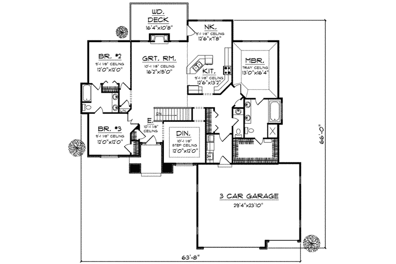 Home Plan - Floor Plan - Main Floor for Traditional House Plan #70-618 - 5 bed, 3.5 bath