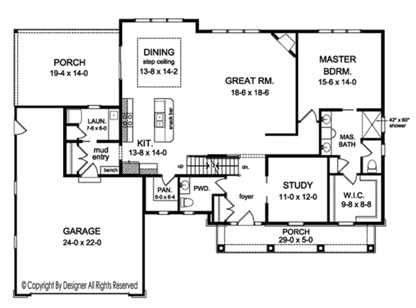 Architectural House Design - Craftsman Floor Plan - Main Floor Plan #1010-161