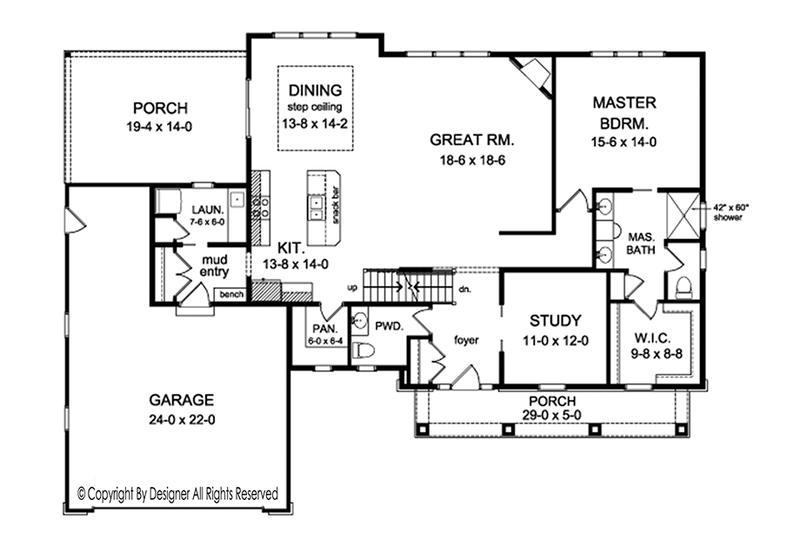 Home Plan - Floor Plan - Main Floor for Craftsman House Plan #1010-161 - 3 bed, 2.5 bath