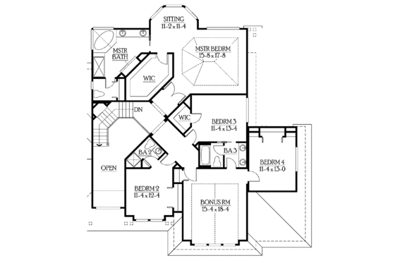 Floor Plan - Upper Floor for Craftsman House Plan #132-464 - 4 bed, 3.5 bath