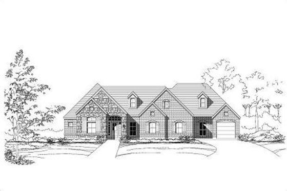Exterior - Front Elevation for European House Plan #411-632 - 4 bed, 3 bath