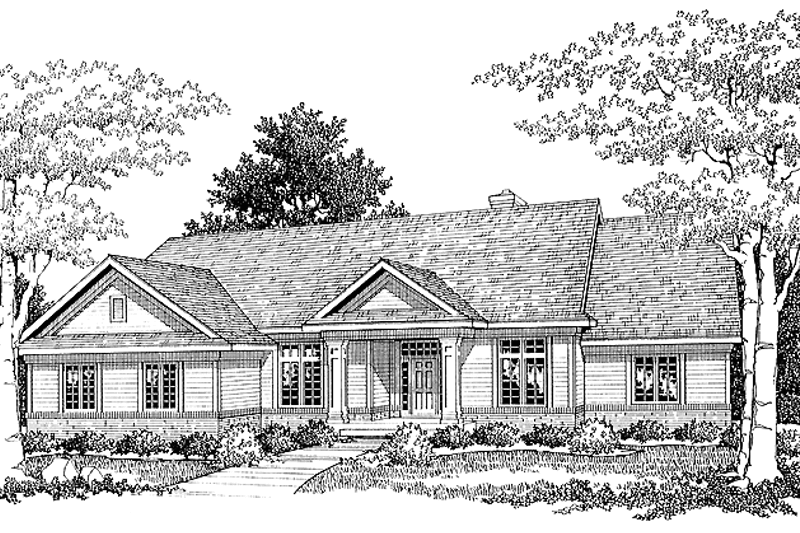 House Blueprint - Ranch Exterior - Front Elevation Plan #70-1310