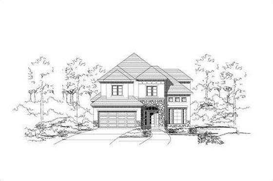 Exterior - Front Elevation for European House Plan #411-492 - 4 bed, 3.5 bath