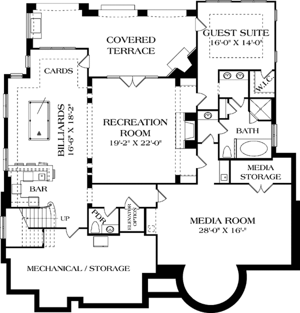 Architectural House Design - European Floor Plan - Lower Floor Plan #453-603