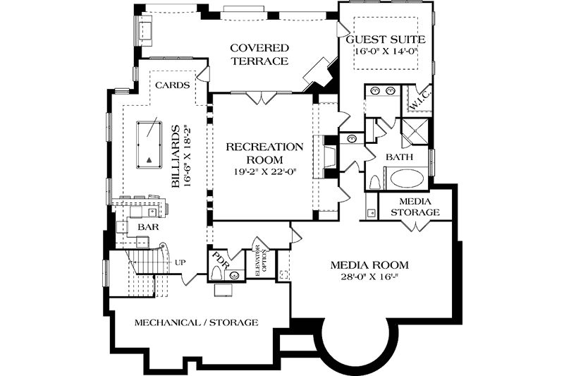 Home Plan - Floor Plan - Lower Floor for European House Plan #453-603 - 4 bed, 4 bath