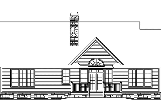 Exterior - Rear Elevation for European House Plan #929-681 - 3 bed, 2 bath