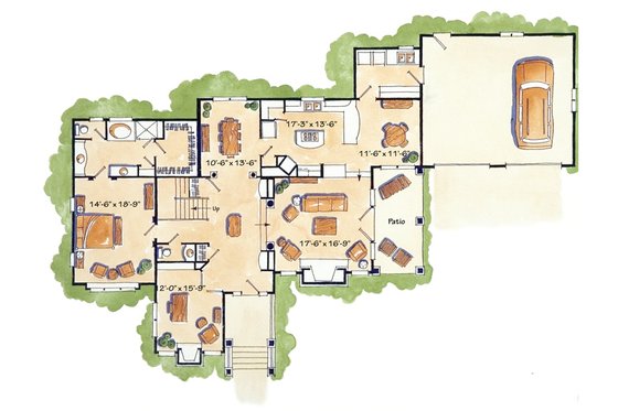 Floor Plan - Main Floor for Craftsman House Plan #942-12 - 3 bed, 2.5 bath