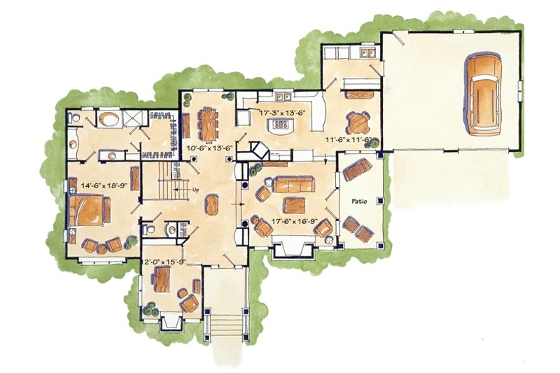 House Blueprint - Floor Plan - Main Floor for Craftsman House Plan #942-12 - 3 bed, 2.5 bath