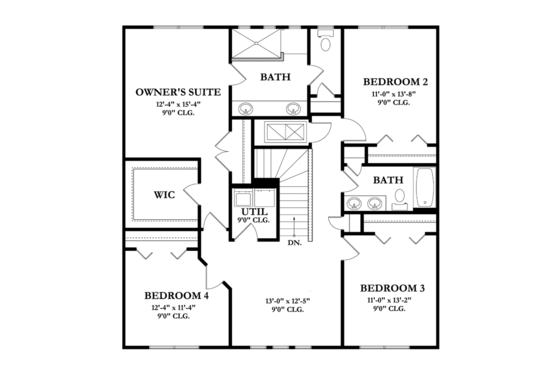Floor Plan - Upper Floor for Mediterranean House Plan #1058-64 - 5 bed, 3 bath