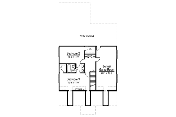 Floor Plan - Upper Floor for Classical House Plan #119-399 - 4 bed, 3 bath