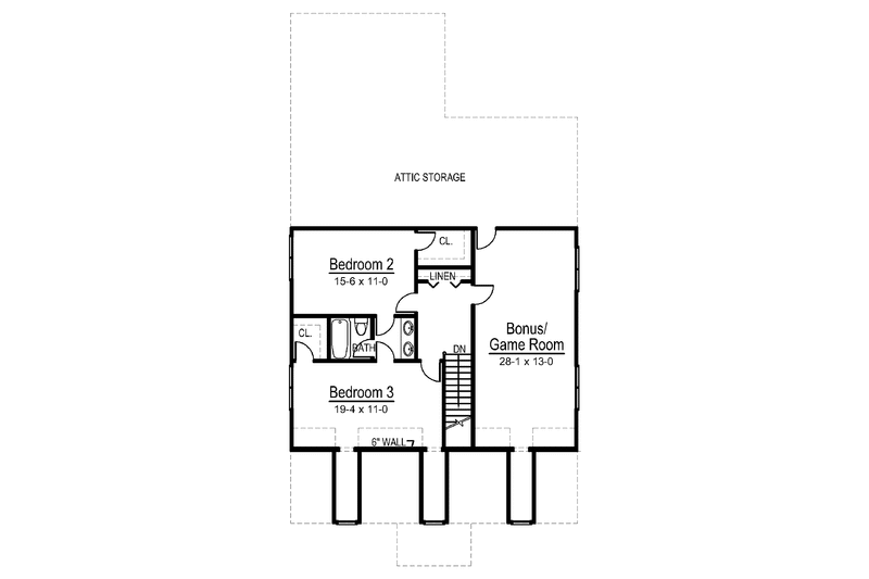 Home Plan - Floor Plan - Upper Floor for Classical House Plan #119-399 - 4 bed, 3 bath