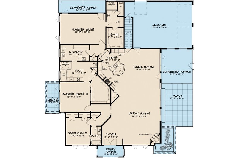 Dream House Plan - Floor Plan - Main Floor for Southern House Plan #17-2593 - 3 bed, 3 bath
