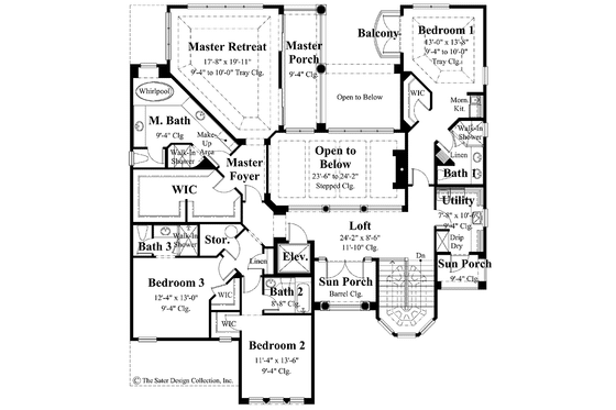 Floor Plan - Upper Floor for Mediterranean House Plan #930-283 - 5 bed, 5.5 bath