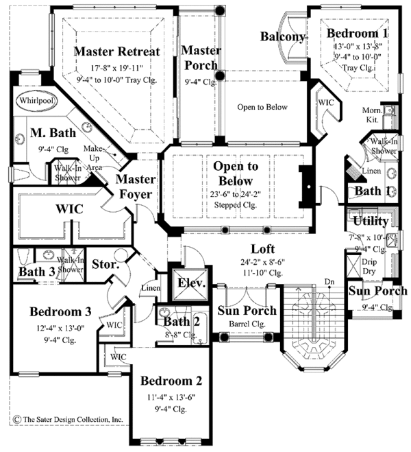 Mediterranean Floor Plan - Upper Floor Plan #930-283