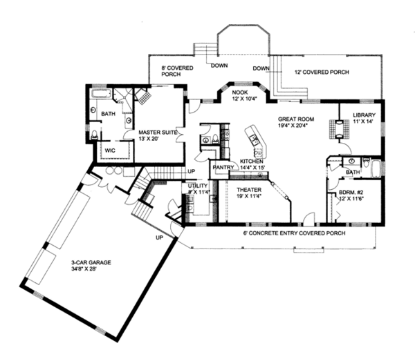 Dream House Plan - Ranch Floor Plan - Main Floor Plan #117-848