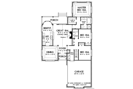 Floor Plan - Main Floor for Ranch House Plan #929-660 - 3 bed, 2 bath