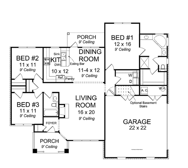 House Plan Design - Traditional Floor Plan - Main Floor Plan #513-2152