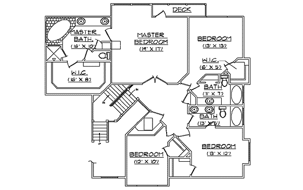 Traditional Floor Plan - Upper Floor Plan #5-210