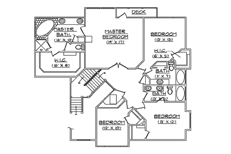 House Plan Design - Floor Plan - Upper Floor for Traditional House Plan #5-210 - 6 bed, 5.5 bath