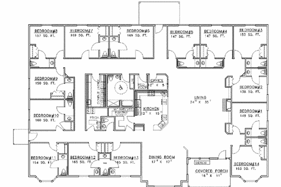 Floor Plan - Main Floor for Traditional House Plan #117-249 - 14 bed, 15 bath