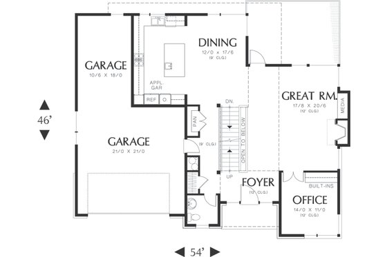 Main Level Floor Plan - 3600 square foot Prairie home