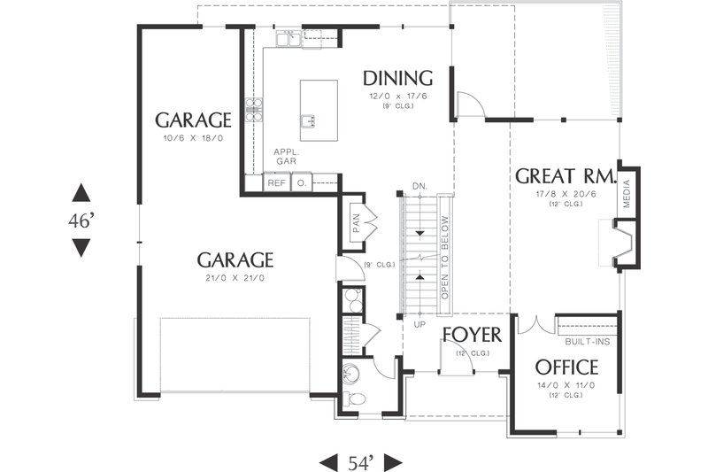 House Plan Design - Main Level Floor Plan - 3600 square foot Prairie home