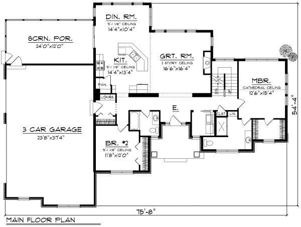 Home Plan - Craftsman Floor Plan - Main Floor Plan #70-1169