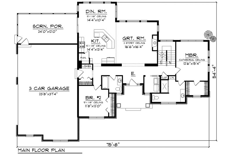 Dream House Plan - Floor Plan - Main Floor for Craftsman House Plan #70-1169 - 3 bed, 3 bath