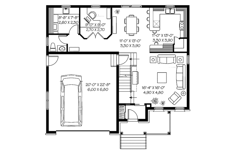 Home Plan - Floor Plan - Main Floor for European House Plan #23-2370 - 4 bed, 2.5 bath