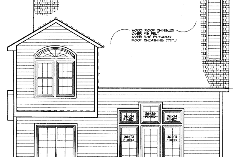 Home Plan - Exterior - Rear Elevation for Traditional House Plan #72-957 - 3 bed, 2.5 bath