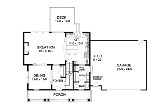 Floor Plan - Main Floor for Country House Plan #1010-78 - 3 bed, 2.5 bath
