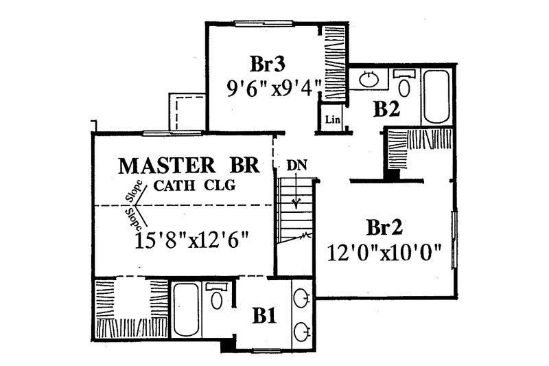 Home Plan - Floor Plan - Upper Floor for Country House Plan #334-136 - 3 bed, 2.5 bath