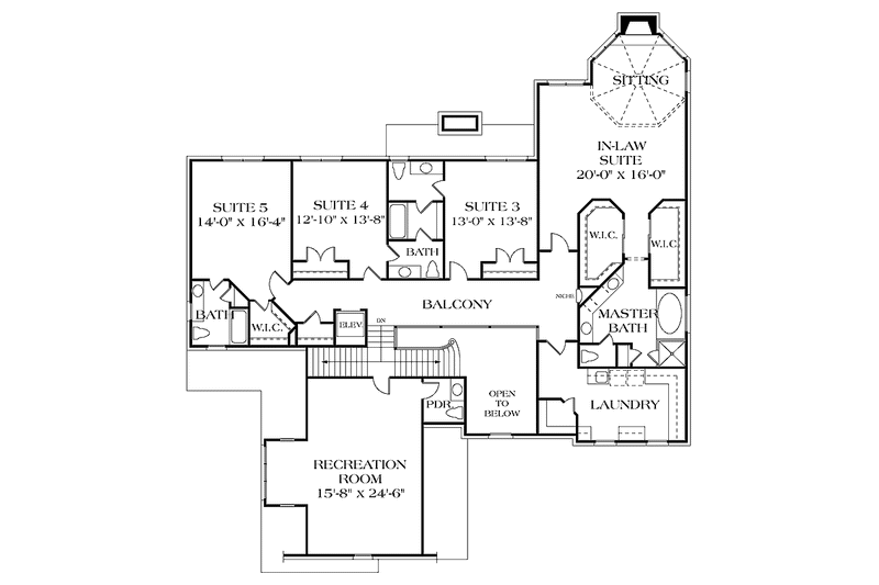 Dream House Plan - Floor Plan - Upper Floor for Colonial House Plan #453-246 - 6 bed, 4 bath