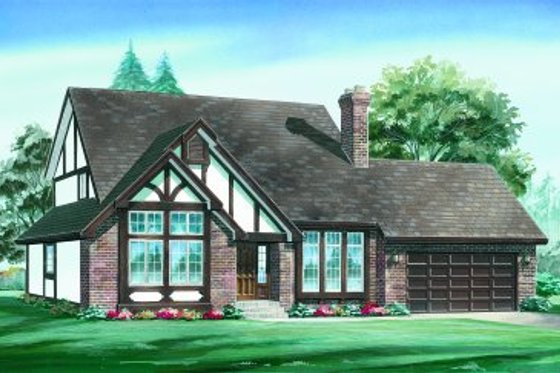 Exterior - Front Elevation for Tudor House Plan #47-625 - 4 bed, 2.5 bath