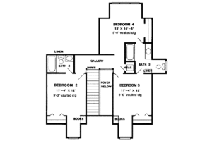 Floor Plan - Upper Floor for Southern House Plan #410-146 - 4 bed, 3.5 bath