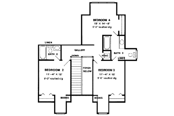 Floor Plan - Upper Floor for Southern House Plan #410-146 - 4 bed, 3.5 bath