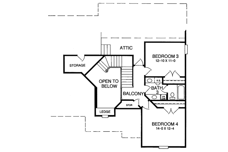 House Blueprint - Floor Plan - Upper Floor for Country House Plan #952-127 - 4 bed, 3.5 bath