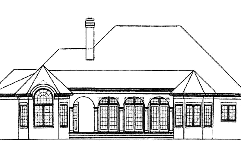 Home Plan - Exterior - Rear Elevation for Mediterranean House Plan #453-365 - 3 bed, 2 bath