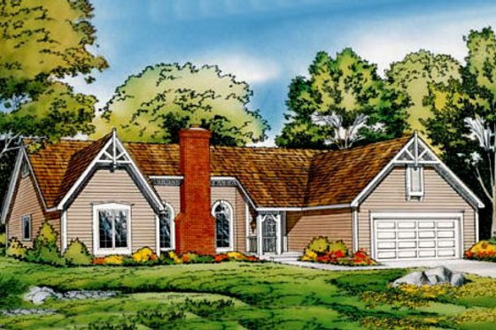 Exterior - Front Elevation for European House Plan #312-257 - 3 bed, 2.5 bath