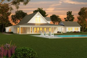 Exterior - Rear Elevation 1 for Farmhouse House Plan #888-1 - 3 bed, 2.5 bath