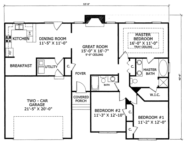 Ranch Floor Plan - Main Floor Plan #412-103