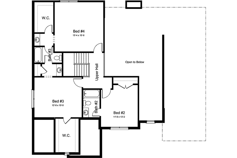 Architectural House Design - Floor Plan - Upper Floor for Country House Plan #994-26 - 4 bed, 3.5 bath