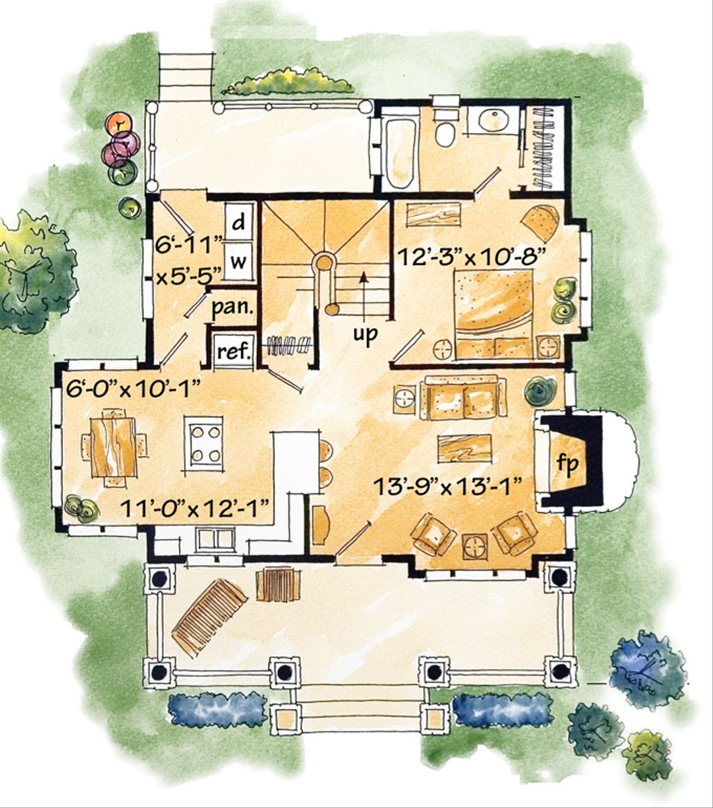Cabin Style House Plan - 2 Beds 2 Baths 1362 Sq/Ft Plan #942-25
