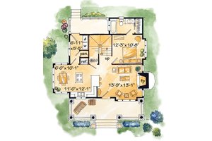 Floor Plan - Main Floor for Cabin House Plan #942-25 - 2 bed, 2 bath