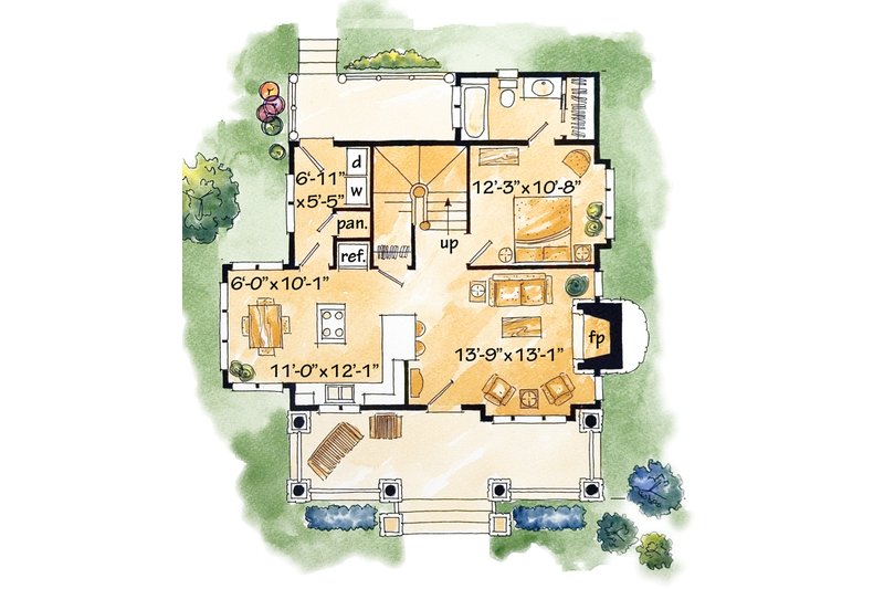 Architectural House Design - Floor Plan - Main Floor for Cabin House Plan #942-25 - 2 bed, 2 bath