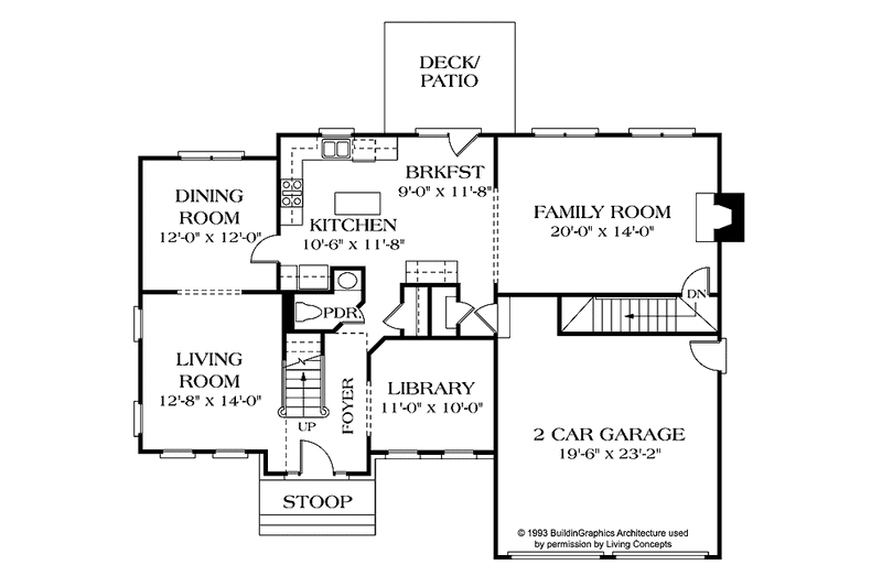 House Blueprint - Floor Plan - Main Floor for Traditional House Plan #453-491 - 4 bed, 2.5 bath