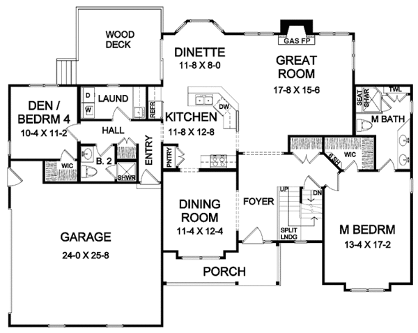 Home Plan - Colonial Floor Plan - Main Floor Plan #328-370