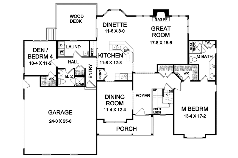 Home Plan - Floor Plan - Main Floor for Colonial House Plan #328-370 - 3 bed, 3 bath